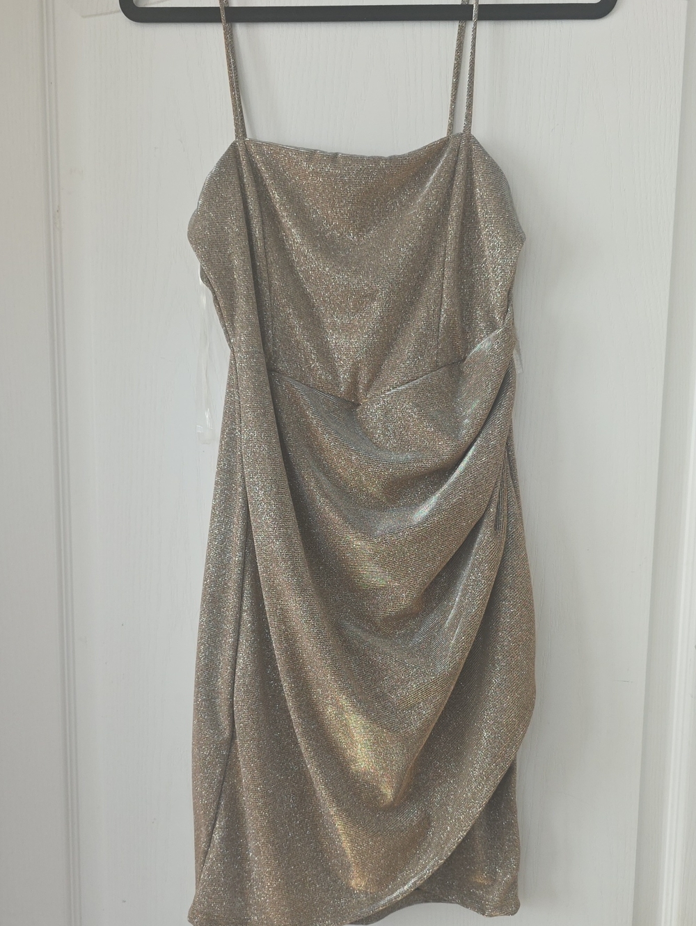 Windsor Metallic Gold Draped Mini Slip Dress